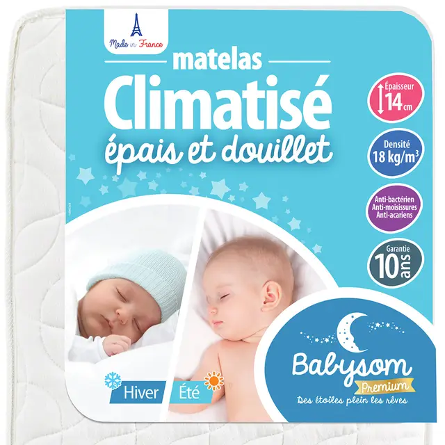 Babysom Matelas Bébé Climatisé 60x120