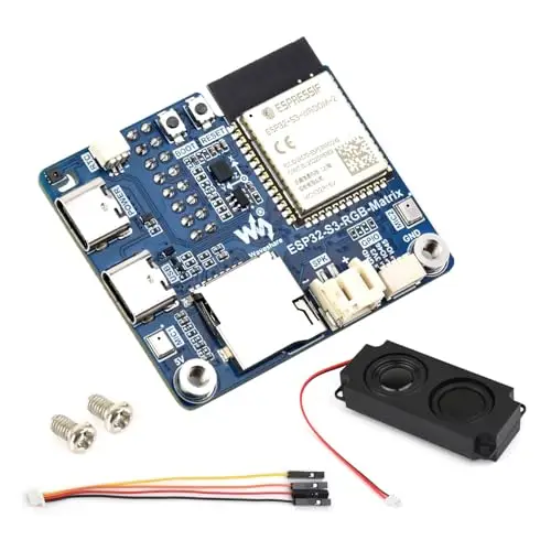 Waveshare ESP32-S3 RGB Matrix Driver Board, Onboard Dual Microphones Array, Supports 2.4 GHz Wi-FI and Blue-T 5 (BLE), Supports AI Voice Interaction
