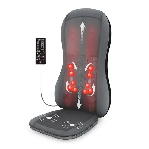 COMFIER Siège de Massage Shiatsu avec Chaleur - Masseur de Dos Complet par 2D/3D avec 10 nœuds de Massage, Coussin de Chaise de Massage à pétrissage pour Le Dos