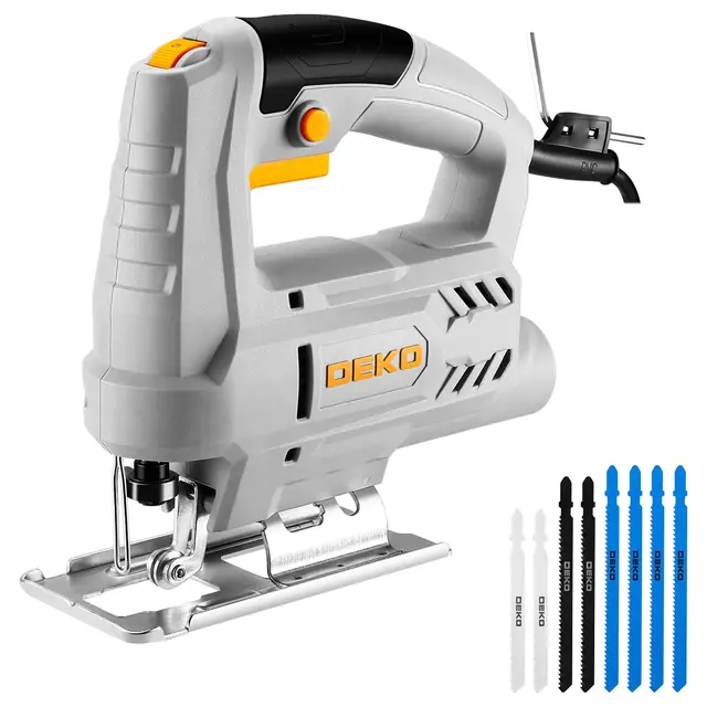 Scie Sauteuse Electrique: DEKOPRO 400w Power Jig Saws Scie Sauteuse a Bois Cutter Machine 0-3000 SPM Vitesse Variable ±45°Bevel Cut Blades