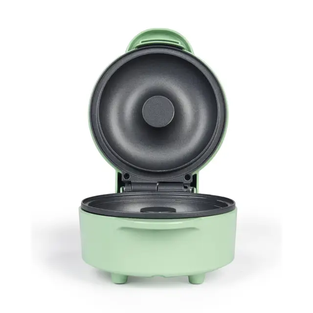 Giles & Posner Doughnut Maker – Machine à Donuts Grande Taille, Revêtement Antiadhésif Sans PFAS, Facile à Nettoyer, Plaque de 12,5 cm, Voyants, Douceurs Sucrées, Poignée Tactile Froide, Vert Sorbet