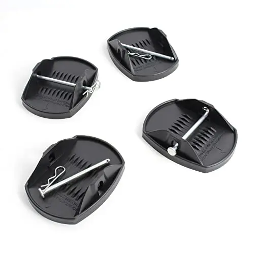 XPOtool Lot de 4 Plaques d’Appui – 180 x 145 x 50 mm – capacité Max. 4 t – avec >Broche en métal – Patin Coupelle de Support Caravane Camping-Car Cales de Support Pied de Vérin