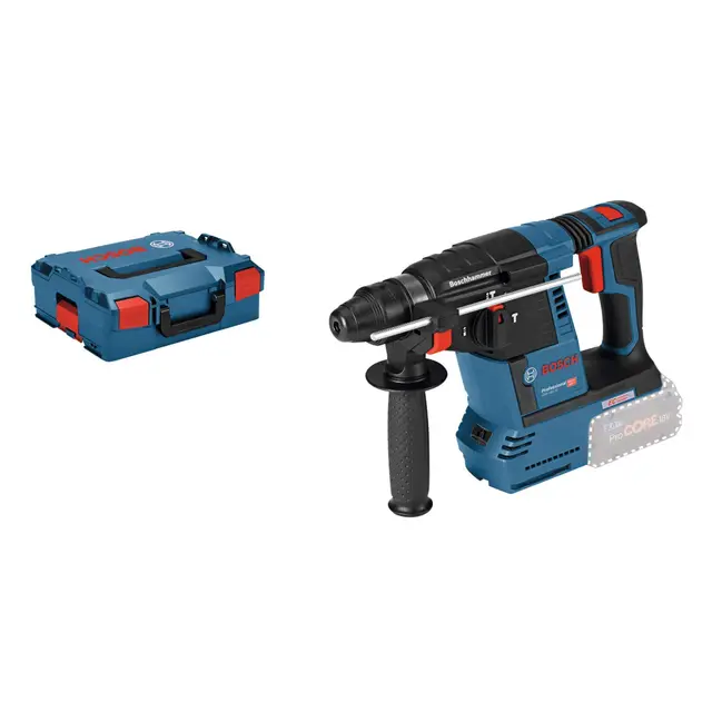 Bosch Professional 18V System perforateur sans-fil GBH 18V-26 (SDS plus, 2,6 J, Ø perçage max : béton/acier/bois 26/13/30mm, poignée auxiliaire, butée profondeur 210mm, chiffon, L-BOXX)