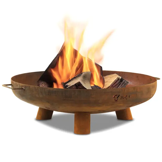 BBQ-Toro Brasero Ø 70 cm | Aspect Rouille | Foyer extérieur avec Trois Pieds et Deux poignées | Brasero de Jardin, Vasque à feu, Fire Pit, Coupe à feu, Foyer terrasse
