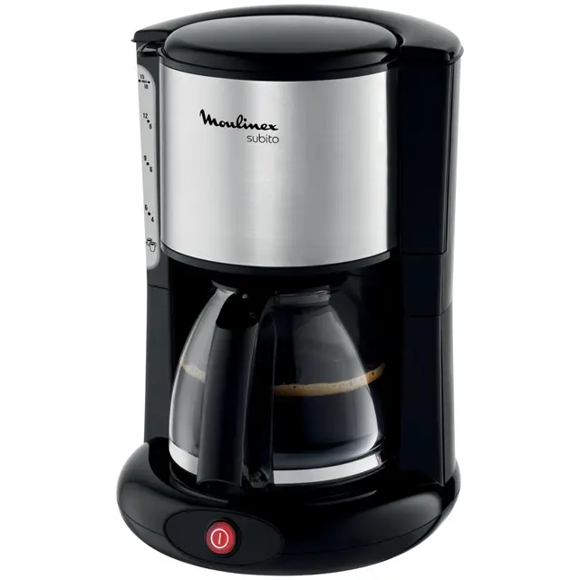 Moulinex Cafetière Filtre Inox, 10 à 15 Tasses, 1.25L, Filtre Amovible, Arrêt Automatique, Système anti-goutte, Porte-filtre pivotant, Subito, FG360811