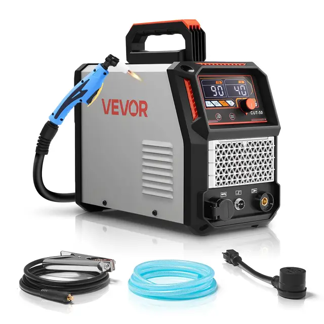 VEVOR Découpeur Plasma, 50 A, Machine de Découpe Plasma 220 V avec Fonction 2T/4T, Onduleur IGBT, Affichage Numérique, Commande Intelligente, Temps PT/PA Réglable pour Réparation à Domicile, Atelier