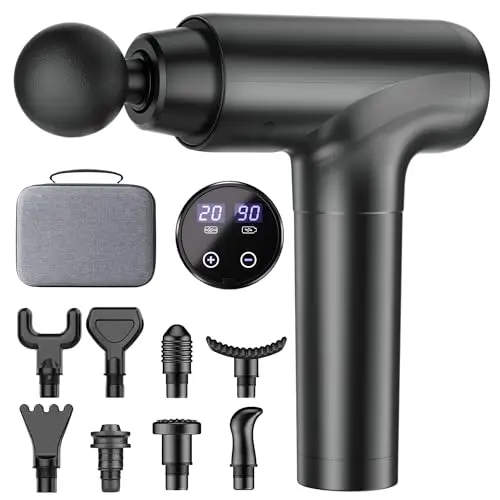 cotsoco Pistolet de Massage Musculaire Silencieux, 9 Têtes, 20 Vitesses, Massage Gun pour Récupération Musculaire, Détente, Cadeau Anniversaire Femme et Homme