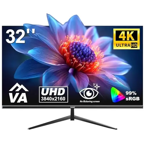 Gawfolk Écran PC 32 Pouces, Moniteur Gaming, Ecran PC UHD 4K 3840x2160 60Hz, 100% sRGB, 1ms MPRT,Interface HDMI & DP, Protection des Yeux, VESA 100 * 100