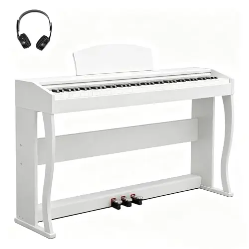 Glarry Piano numérique 88 touches Lestées, Piano Électrique avec Enregistrement Audio&MIDI Bluetooth, Transposition, Accompagnement du Volume, Accordage/Force, Idéal pour Famille & Enseignement