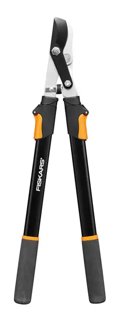 Fiskars Sécateur Elagueur Télescopique pour Bois frais, Revêtement Anti-Adhérent, Acier de Précision Trempé, Longueur de la Poignée : 63 à 83 cm, Noir/Orange, L13, 1027528