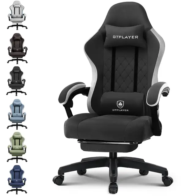 GTPLAYER Chaise de Jeu, Chaise de Bureau d'ordinateur avec Coussin à Ressorts ensachés, Repose-Pieds, Chaise d'ordinateur Ergonomique à Dossier Haut avec Support Lombaire, Supporte 150 kg