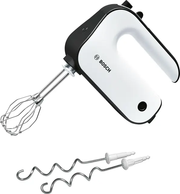 Bosch Batteur Styline MFQ4020 – Batteur à main polyvalent avec fouets et crochets pétrisseurs – Puissance de 450 W – Couleur : Anthracite/Blanc