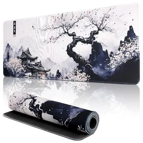 Tapis de Souris de Jeu, 800 x 300mm XXL Tapis Souris Gaming Grand, Tapis Bureau Antidérapant Étanche, sous Main Souris à Bords Cousus pour Gamer, Ordinateur, PC