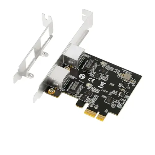 Carte Réseau Gigabit 2.5G 2500Mbps Adaptateur PCIe 2.5Gb Carte Ethernet Noire Contrôleur de Carte RJ45 LAN pour Ordinateur