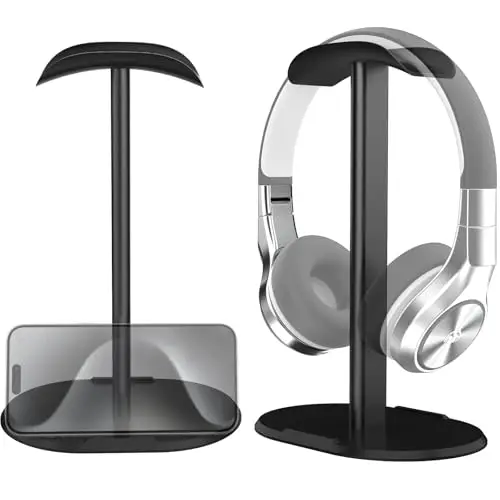 Support Casque, Support de Casque Audio pour Bureau Aluminium et Base Solide en ABS,Antidérapant, Amovible, Robuste Support Universel pour Les écouteurs Gaming et Les Casques sans Fil