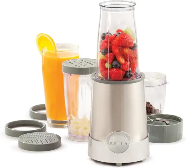 bella Mélangeur fusée de taille personnelle, parfait pour les smoothies, les shakes et les boissons saines, facile à moudre, 240 watt, acier