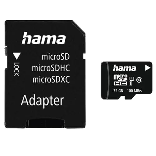 Hama Carte mémoire pour téléphone (Micro SDHC pour téléphone/Classe 10, 32 GB - 80 MB/s, Adaptateur Mobile) Noir