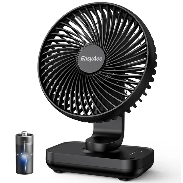 EasyAcc Ventilateur Rechargeable Portable USB, Jusqu'à 15h, 4000mAh Batterie Petit Silencieux Ventilateurs Bureau de Table Puissant, 4 Vitesses, Détachable, Pour Oficina, Dormitorio, Voyage
