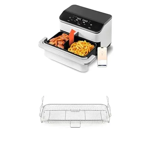 COSORI Air Fryer 10L Twinfry, Dual Zone Avec Séparateur Amovible, Capacité Flexible de 10L, Friteuse sans Huile 5-en-1, 40℃-240℃, 66% d'Énergie en Moins, Connectée à l’Application