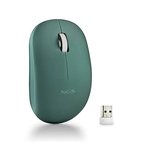 NGS Fog Pro Green - Souris Optique sans Fil 1000 DPI, Nano USB, Boutons Silencieux, Plug & Play, Ambidextre, Compatible avec PC, Mac et Ordinateur Portable, Vert