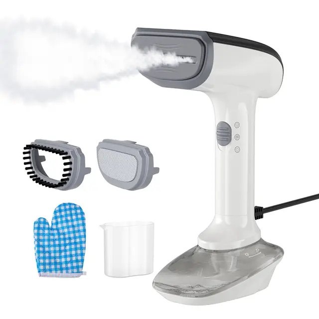 Défroisseur Vapeur 1200W, Chauffage Rapide 30s, Vapeur Continue 23g/min, Réservoir 300ml Détachable, Défroisseur Vapeur Portable pour Vêtements avec Accessoires