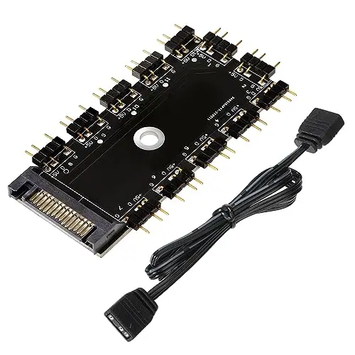 Hub RGB 5V 3Pin RGB LED Répartiteur Fan Hub Controleur Argb 1 à 11 Ports avec Port SATA avec Câble d'extension for PC Computer Fan PWM