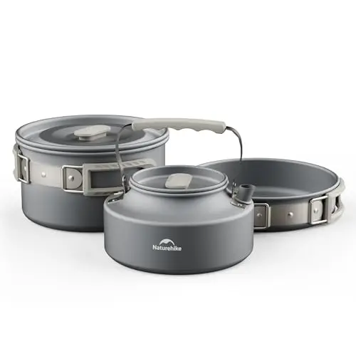 Naturehike 2-4 & 4-7 Personnes Kit de Batterie de Cuisine de Camping pour Équipement de Sac à Dos - Réchaud de Camping Portable et Réchaud de Sac à Dos Compatible - Accessoires de Camping