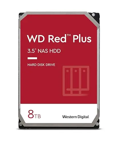 WD Red Plus 8 To Disque dur Interne 3.5" dédié NAS, 5400 RPM Class, SATA 6 GB/s, CMR, 128MB Cache, Garantie 3 ans