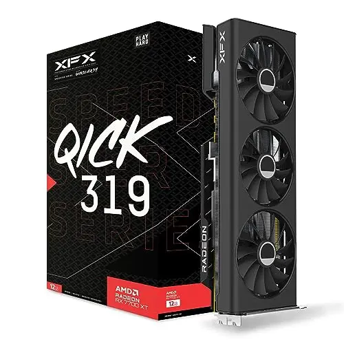 XFX Speedster QICK319 Radeon RX 7700 XT Black Carte Graphique de Jeu avec 12 Go GDDR6 HDMI 3xDP, AMD RDNA™ 3 (RX-77TQICKB9)