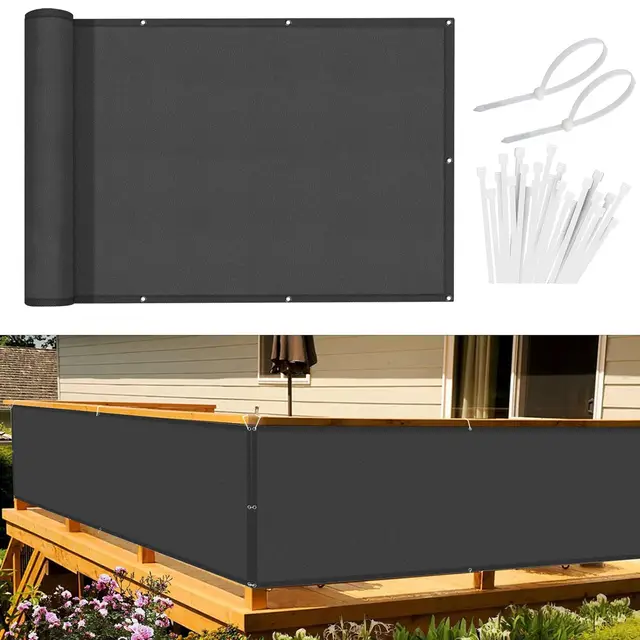 Sunnylaxx Brise Vue Balcon Anthracite 90x300cm, Cache Brise Balcon pour Jardin Exterior PES, avec Trous et Serre câbles, UV Résistant