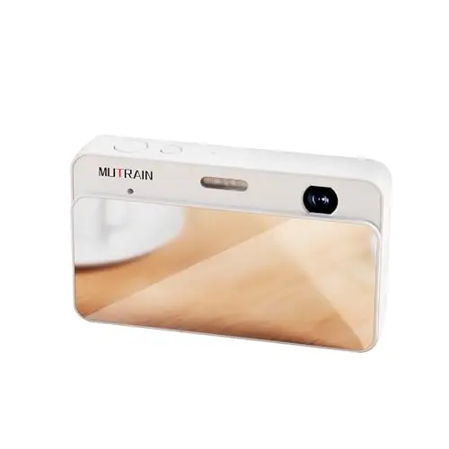 MUTRAIN Slide Open Digital Point and Shoot Kamera mit Spiegel, 1080P Fotografie Praxis, White, X10, 32G