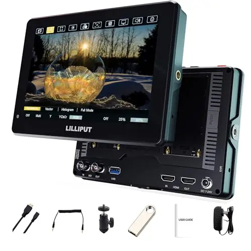 LILLIPUT 7'' 2000 Nits 1920x1200 FHD IPS Moniteur caméra de Terrain à Écran, DSLR caméra Moniteur, 4K HDMI 2.0/ 3G-SDI écran Tactile caméra Field Monitor HDR 3D-LUT HT7S
