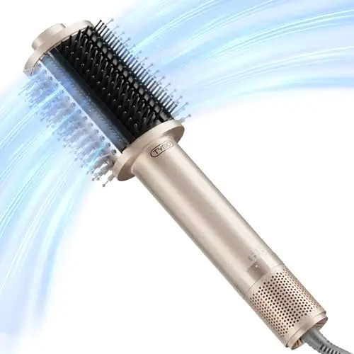 TYMO Brosse Soufflante Chauffante, One-Step Sèche-cheveux et Brosse Volume, Brushing Peine Ionique 5 en 1 avec Moteur Turbo Pour Séchage Rapide et Doux, Lisser, Boucler, Créer du Volume, Or