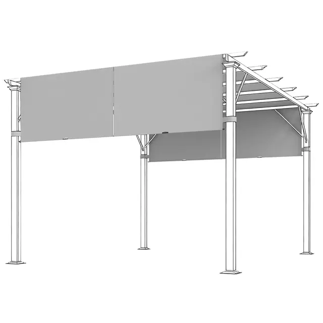 Outsunny Lot de 2 Toiles de Rechange pergola rétractable de 4,9 x 1,2 m pour pergola de 3 x 3 m Tissu Polyester Protection UV Gris Clair