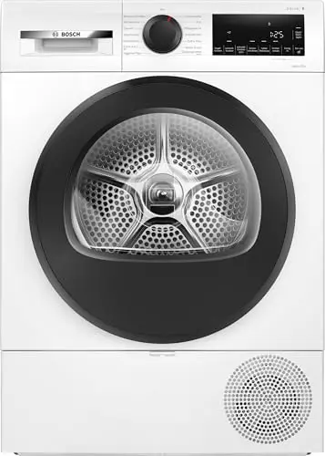 Bosch WQG243D41 Série 6, séchoir à pompe à chaleur 9 kg, programme de séchage extra court, option de demi-charge, filtre de voiture sec, filtre facile propre, système de séchage sensible