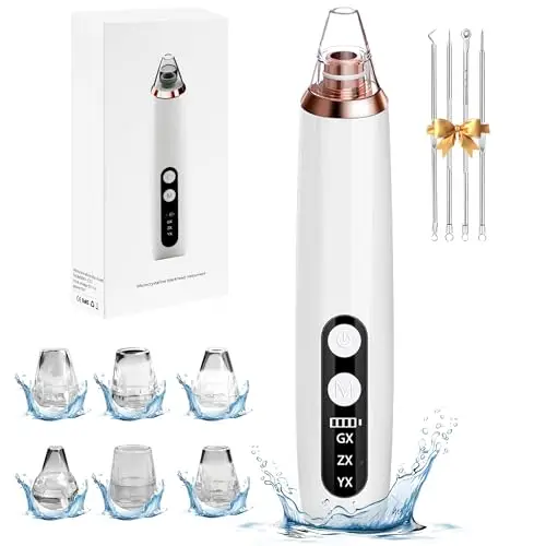 Aspirateur Point Noir, Extracteur de Points Noirs Tire Comedons Nettoyant de Pores Soin Visage Femme Blackhead Removal avec 3 Sondes et 6 Modes D'extraction pour Enlever les Points Noirs