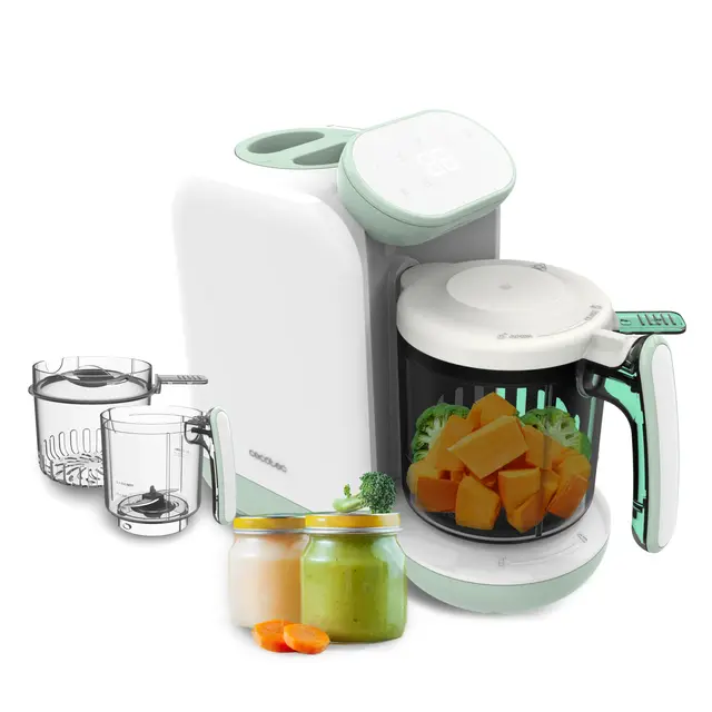 Cecotec Robot de Cuisine pour Bébé, Processeur d'Aliments Nana BabyCare FoodProcessor. Fait Bouillir, Mixe, Stérilise et Chauffe les Biberons, sans BPA, Inclut un Livre de Recettes.