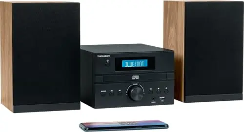 Thomson Micro Chaine Bluetooth Radio CD MP3 (Bois et Noir)