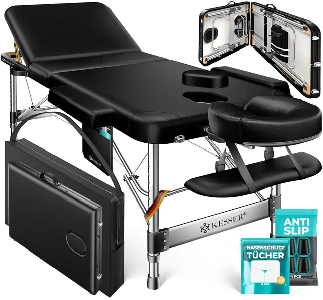 KESSER® Table de Massage Mobile Pliable & réglable en Hauteur 3 Zones Lit de Massage Table d'esthétique Large Table de thérapie Aluminium + 10x Support Visage avec Appui-tête