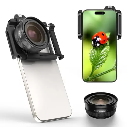 APEXEL Objectif Macro pour Téléphone Ultra-HD ZM100 Amélioré, Ouverture F1.05, Grossissement Maximal 20X, Objectif Macro pour Smartphone Adapté à la Plupart des Téléphones Mobiles