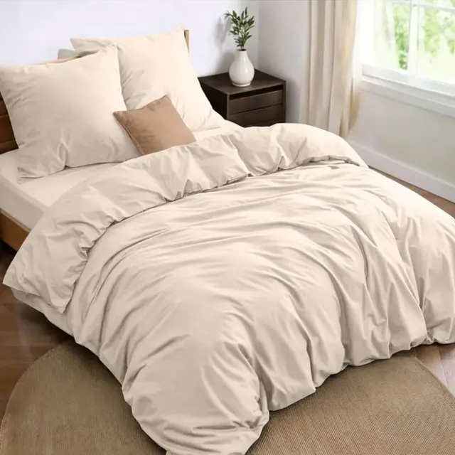 Dreamzie Parure de Lit 180x200 4 Pièces Housse de Couette 240x220 cm + Drap Housse 180x200 cm avec 2 taies d'oreillers 65x65 cm 240x220 Parure 100 Fils/cm² en Microfibre - Oeko-Tex