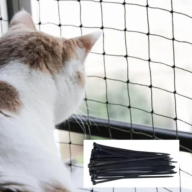 Filet pour Chat de Balcon et fenêtre 6x3m, sans perçage, en Nylon Haute résistance, pour terrasse, fenêtres et Portes. (Noir)