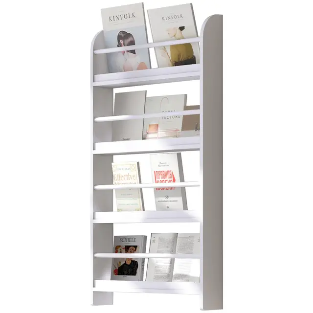 HOMCOM Bibliothèque Murale 4 Niveaux Blanc 59x12x113 cm