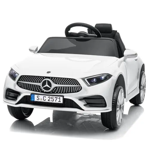 LALAHO Voitures électriques pour Enfants Mercedes Benz avec Télécommande 2.4G, Véhicule électrique Enfant 2 Portes avec MP3 (CLS Blanc)