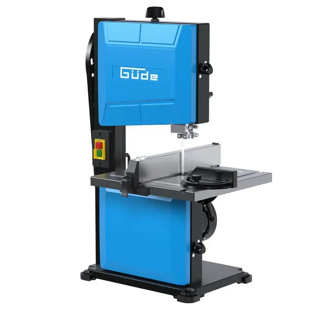 Güde GBS 200S Scie à ruban – 230 V, 350 W, 1500 tours par minute, vitesse de bande 900 mètres par minute, capacité de coupe de 50 à 80 millimètres selon l'angle, longueur de coupe 200 millimètres