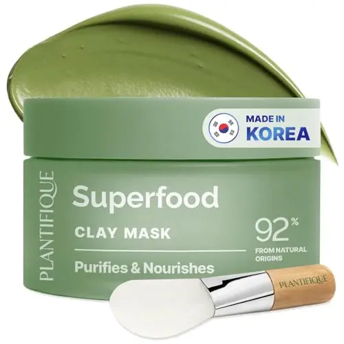PLANTIFIQUE Masque Visage et Corps | Argile Verte et Aloe Vera | Gommage Skincare Coréen | Soin Femme e Homme | Masque Hydratant Bio contre Point Noir | 110g
