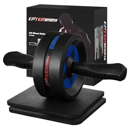 EnterSports Roue abdominale 6 en 1 avec bande de fitness, pompes, tapis pour genoux, appareils de fitness pour abdominaux - Idéal pour les hommes et les femmes à la maison