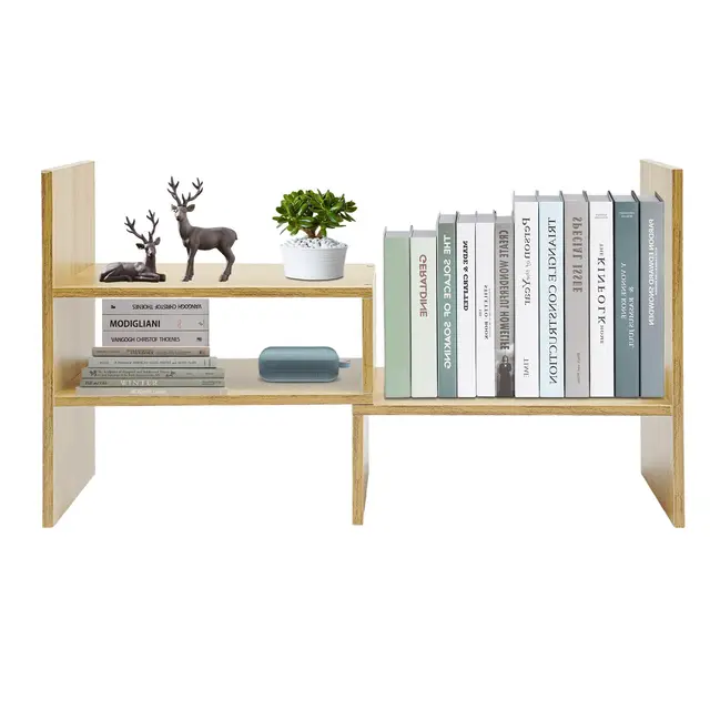 Étagère de table, à poser, en bois, indépendante, pour bureau, salon, 60 x 17 x 35 cm, bois jaune clair