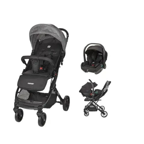 Nania Myla, Poussette combinée 2 en 1, compacte, et légère, de 0 à 4 ans, (22kg max) avec Siège auto Rimini Nania, 40-87 cm, (0-13kg), Protection Latérale, avec Insert de confort