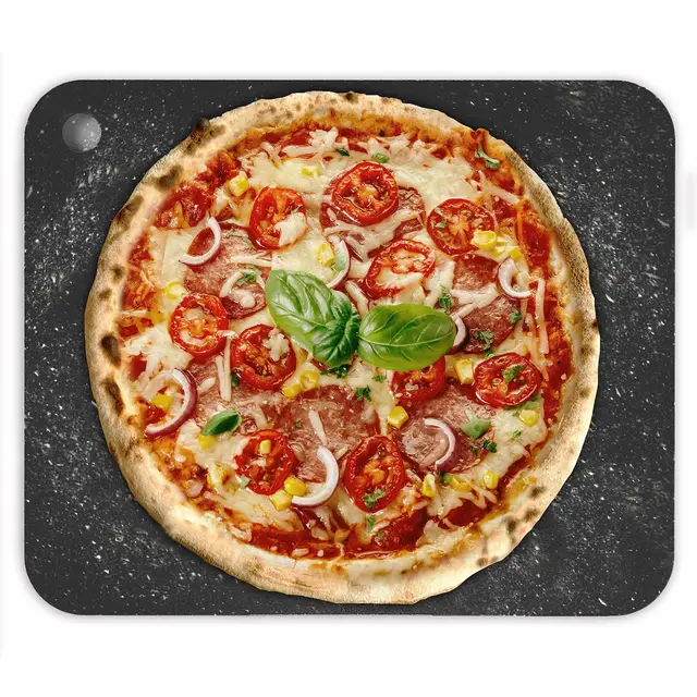 Chef Pomodoro | Pierre a Pizza Réfractaire Rectangulaire en Acier - Plaque a Pizza pour Four et Barbecue, Chauffe Rapidement pour une Cuisson Uniforme - Format Artisanal 41 x 34 x 0,6 cm